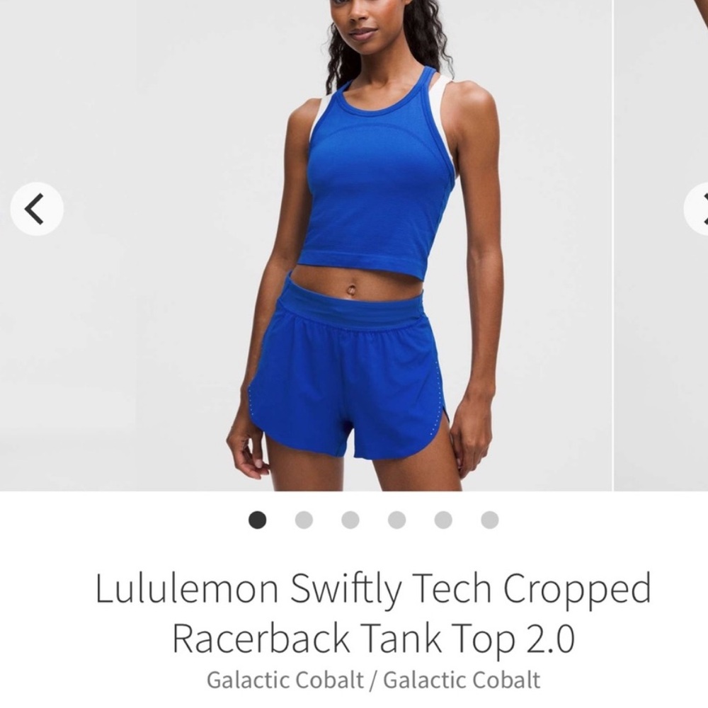 NWOT 8 Lululemon Swiftly Tech Cropped Racerback Tank Top 2.0 Galactic Cobalt